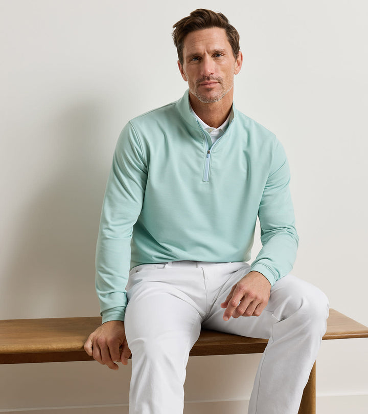 Peter Millar Perth Sugar Stripe Performance Quarter-Zip: Fresh Mint
