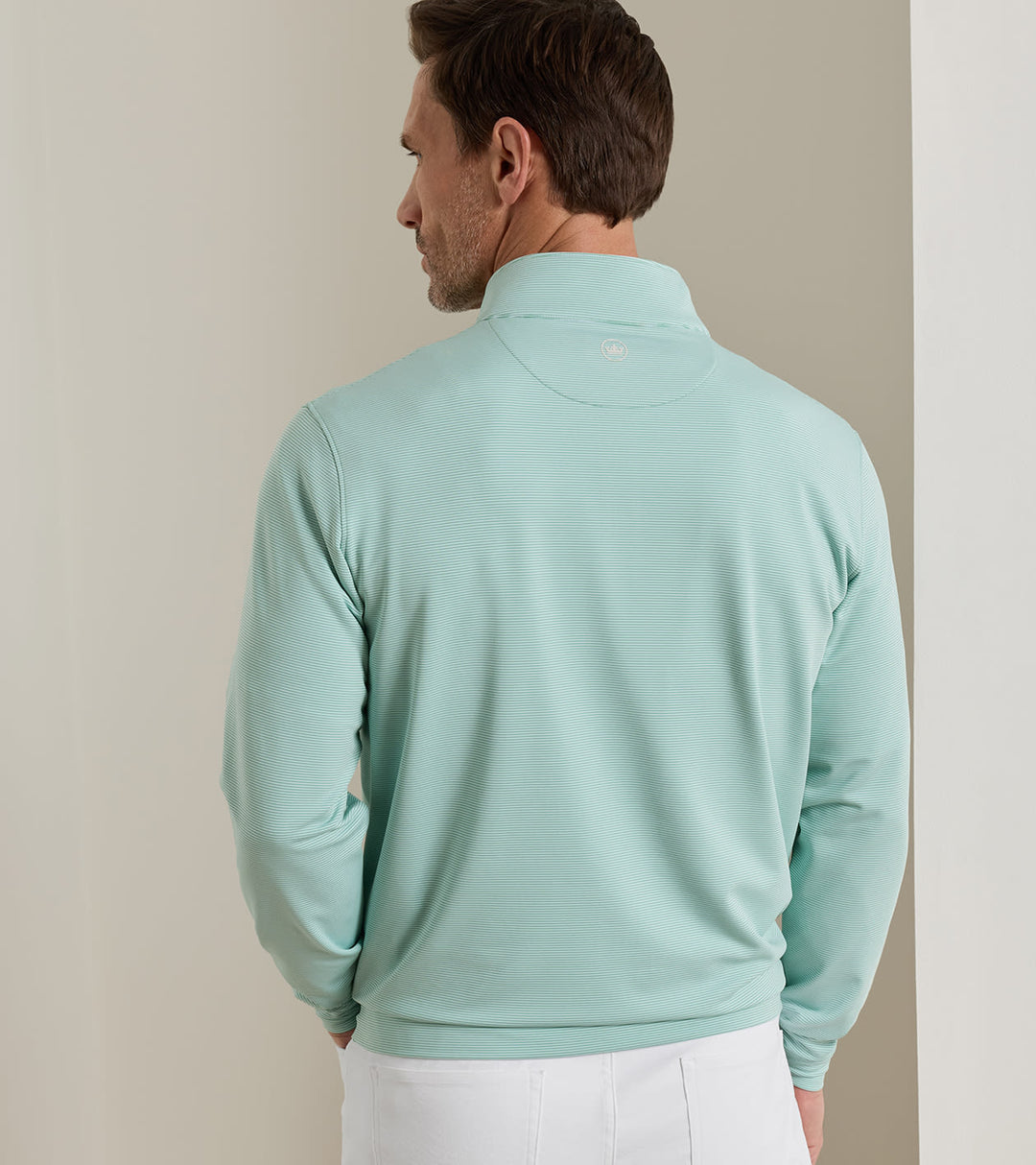 Peter Millar Perth Sugar Stripe Performance Quarter-Zip: Fresh Mint