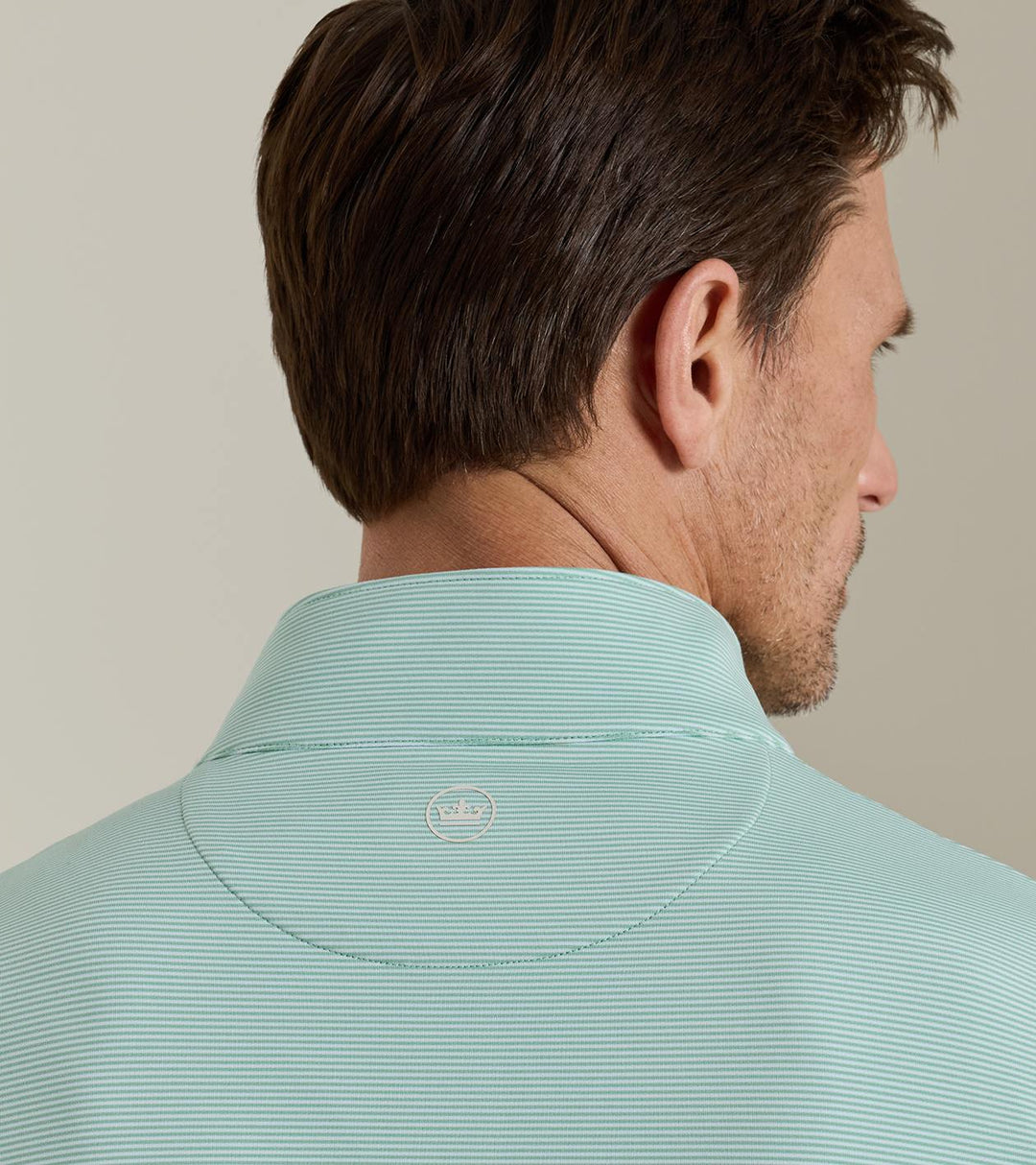 Peter Millar Perth Sugar Stripe Performance Quarter-Zip: Fresh Mint