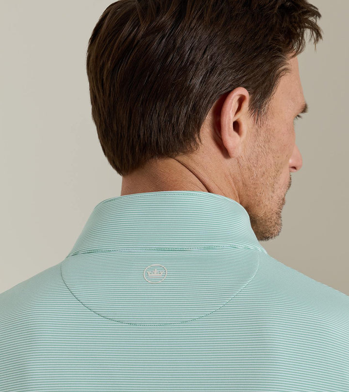 Peter Millar Perth Sugar Stripe Performance Quarter-Zip: Fresh Mint