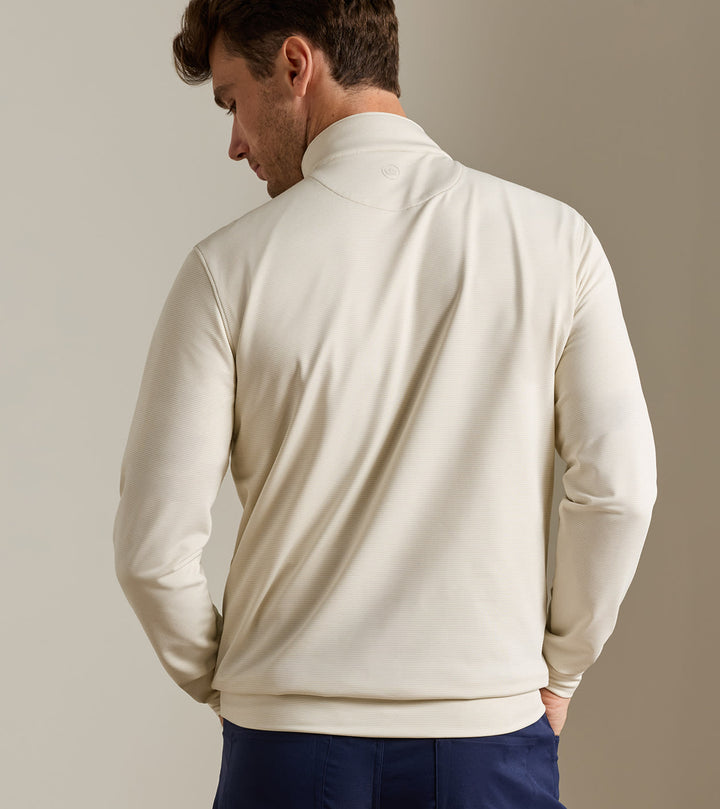 Peter Millar Perth Sugar Stripe Performance Quarter-Zip Lake Murray Dam Towers: Stone