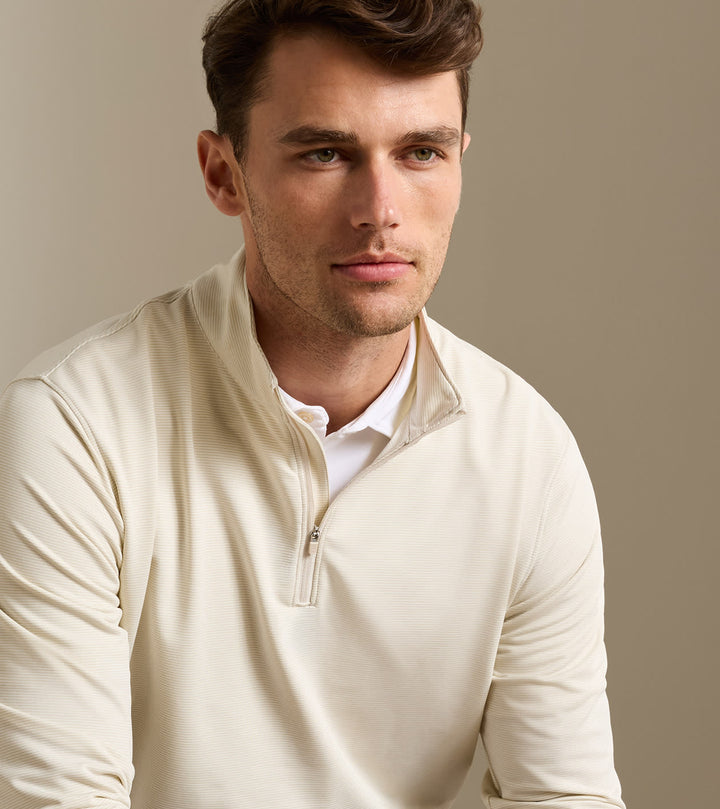 Peter Millar Perth Sugar Stripe Performance Quarter-Zip Lake Murray Dam Towers: Stone
