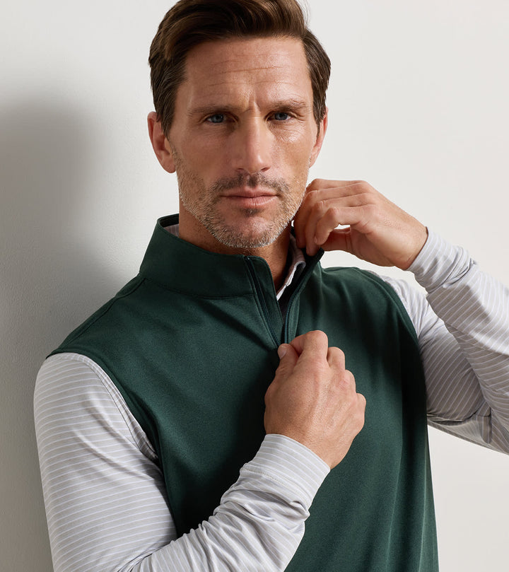 Peter Millar Galway Melange Performance Quarter-Zip Vest: Pine Brook