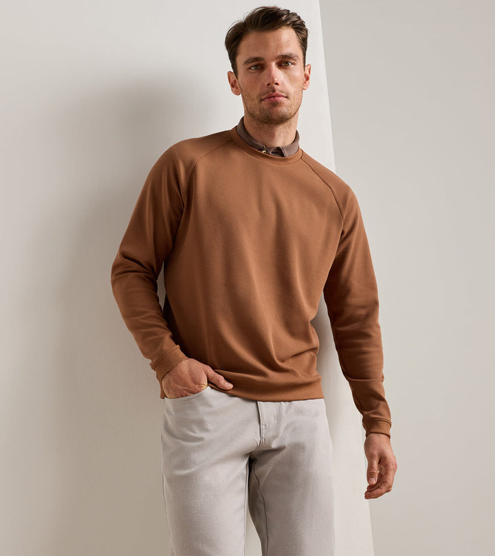 Peter Millar Cradle Piqué Performance Crewneck: Dark Amber