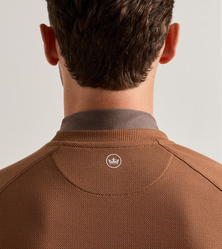 Peter Millar Cradle Piqué Performance Crewneck: Dark Amber