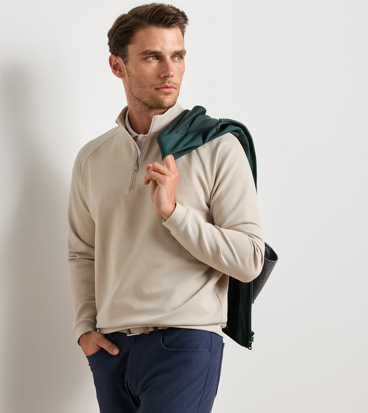 Peter Millar Cradle Piqué Performance Quarter-Zip: Khaki