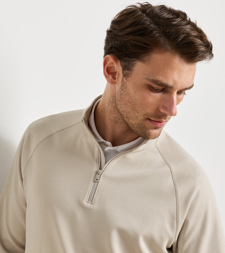 Peter Millar Cradle Piqué Performance Quarter-Zip: Khaki