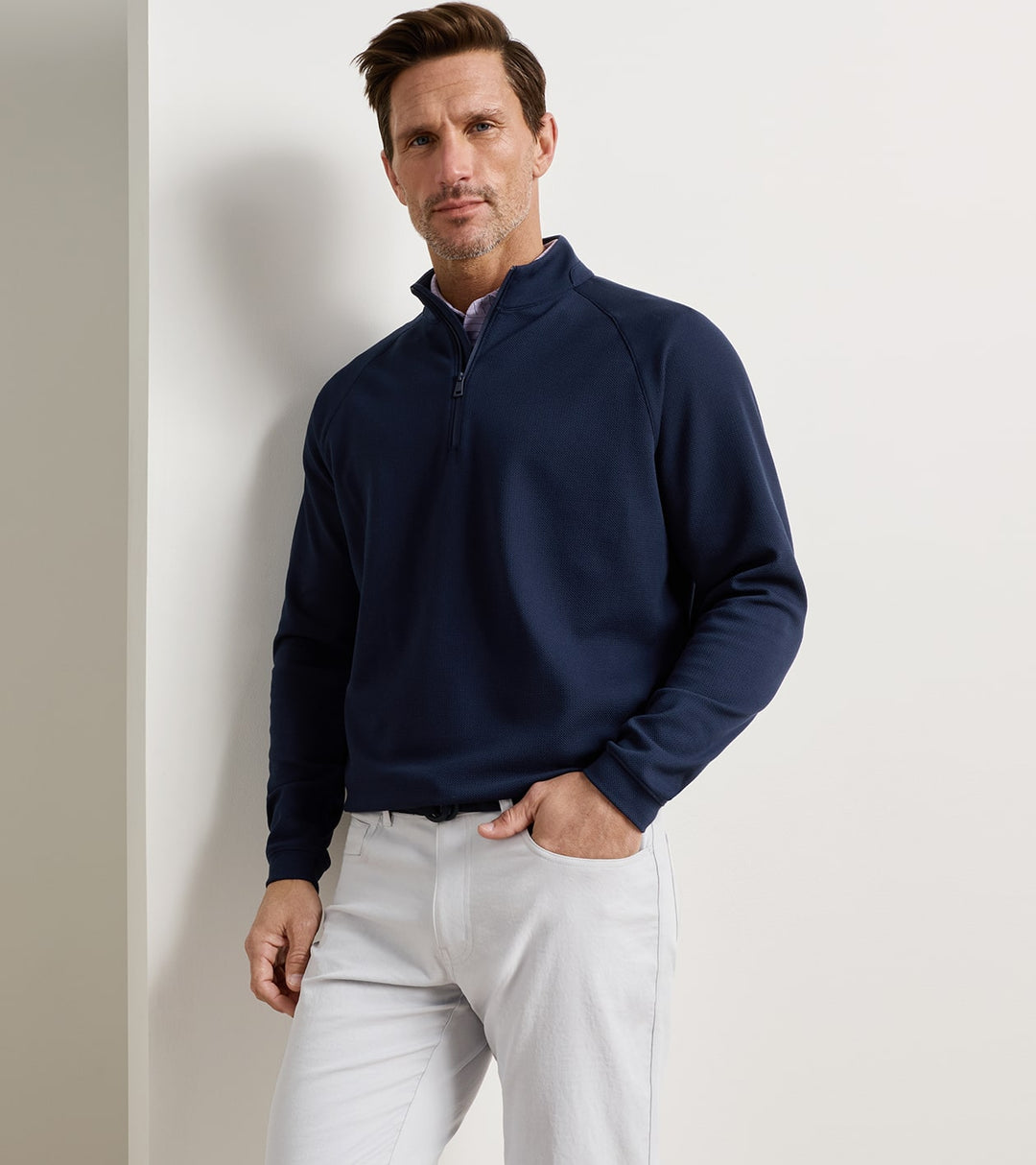 Peter Millar Cradle Piqué Performance Quarter-Zip: Navy