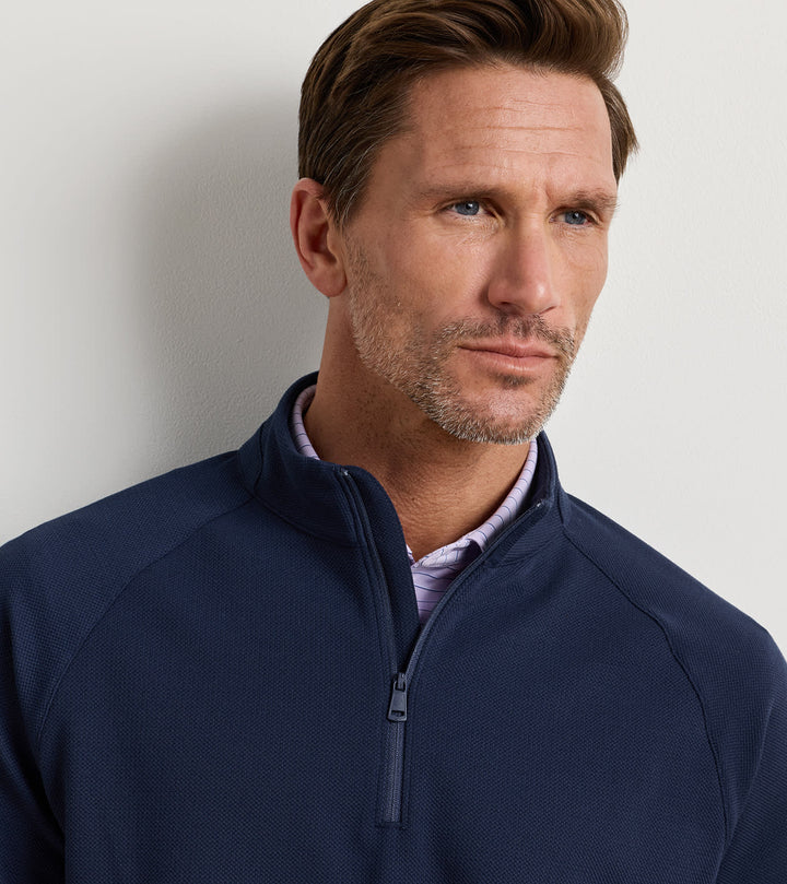 Peter Millar Cradle Piqué Performance Quarter-Zip: Navy
