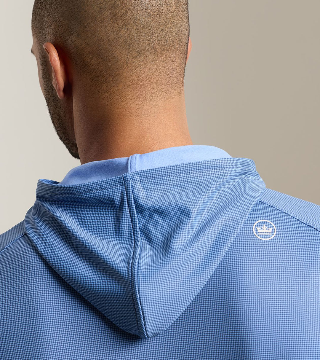 Peter Millar Pine Houndstooth Performance Hoodie: Bali Blue