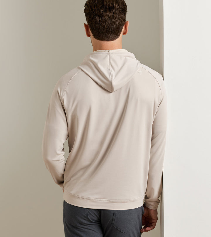 Peter Millar Pine Houndstooth Performance Hoodie: British Grey