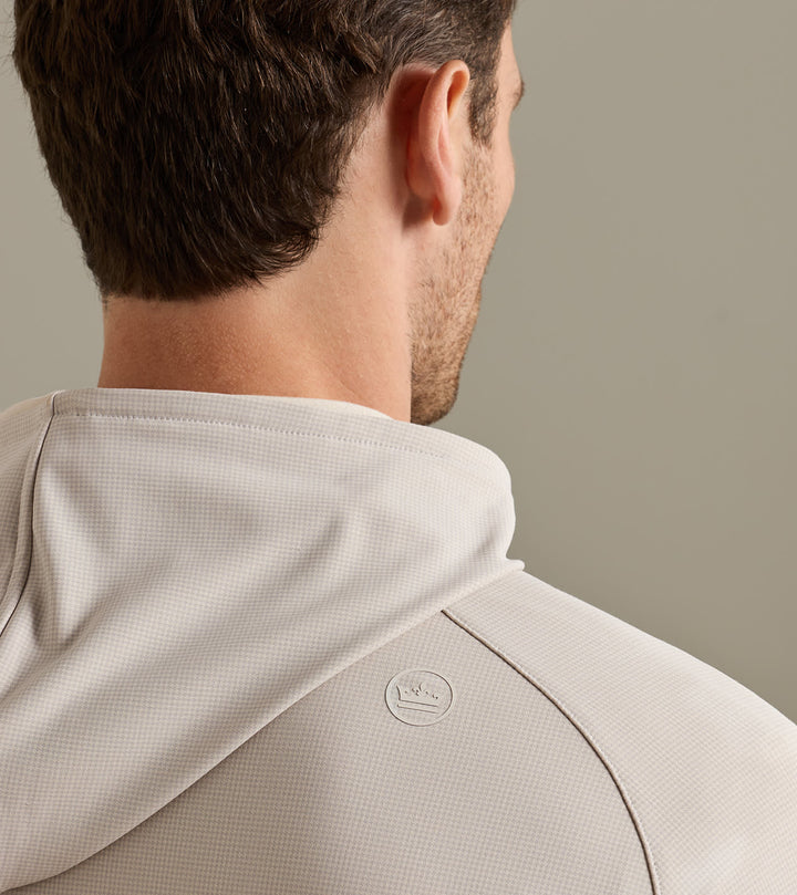 Peter Millar Pine Houndstooth Performance Hoodie: British Grey