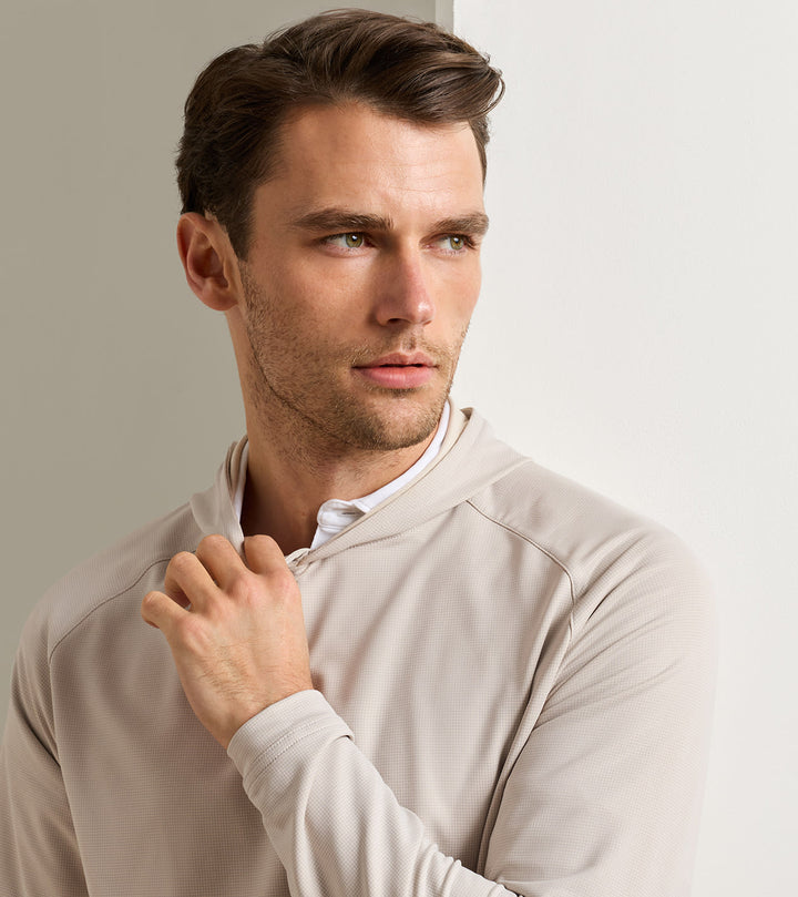 Peter Millar Pine Houndstooth Performance Hoodie: British Grey