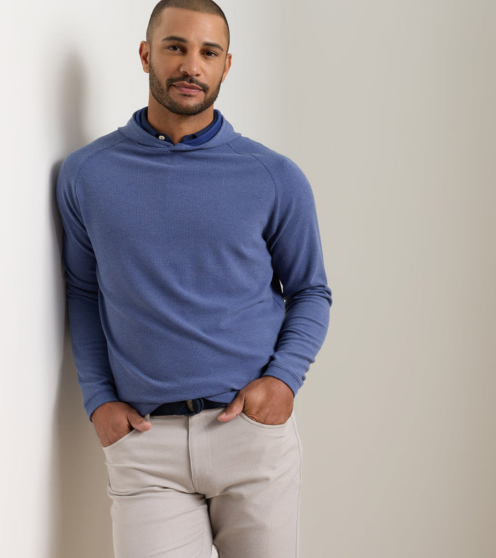 Peter Millar Pine Waffle Performance Hoodie: Bali Blue