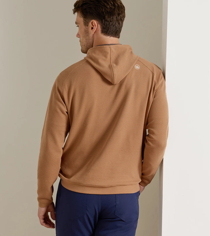 Peter Millar Pine Waffle Performance Hoodie: Dark Amber