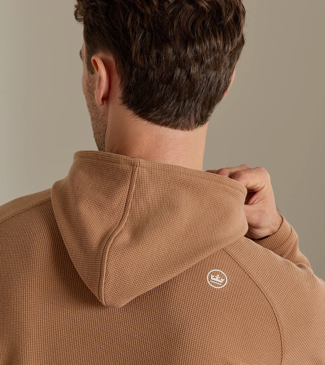 Peter Millar Pine Waffle Performance Hoodie: Dark Amber