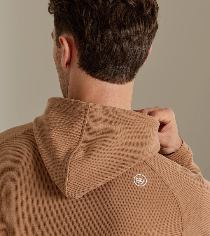 Peter Millar Pine Waffle Performance Hoodie: Dark Amber