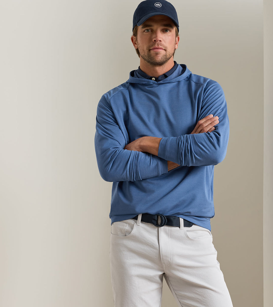 Peter Millar Pine Performance Hoodie: Sport Navy