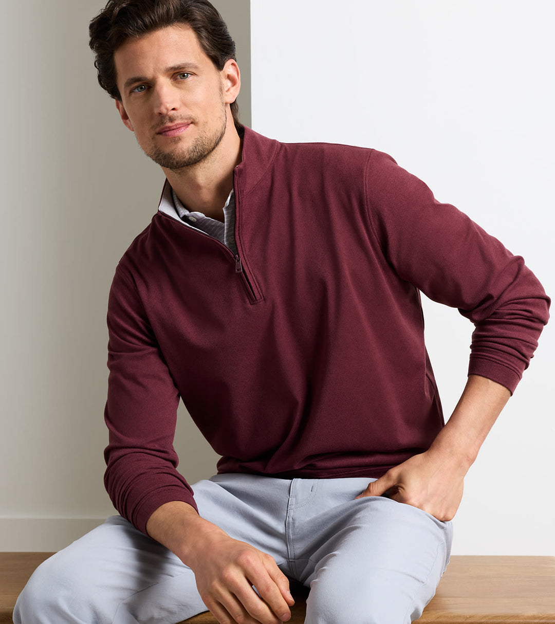 Peter Millar Ardent Air Performance Quarter-Zip: Bordeaux