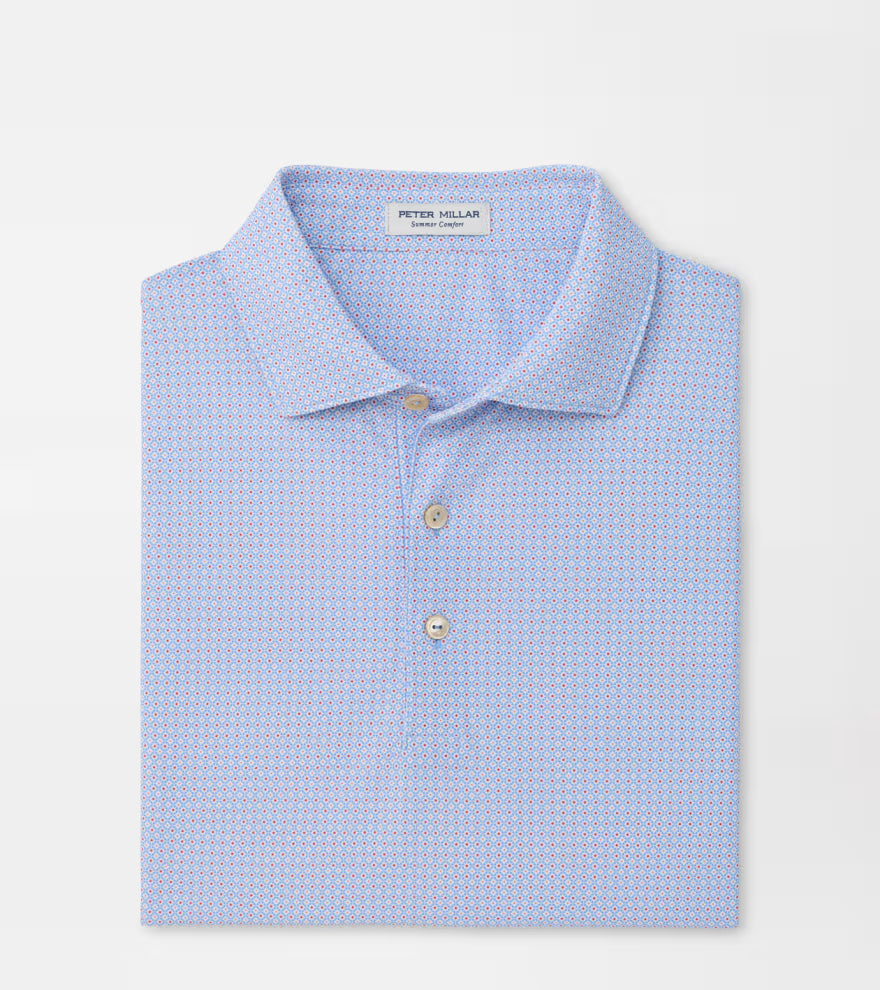 Peter Millar Mosaic Performance Mesh Polo: Estate Blue