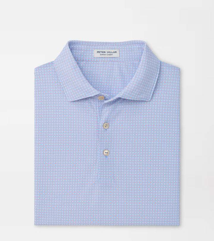 Peter Millar Mosaic Performance Mesh Polo: Estate Blue