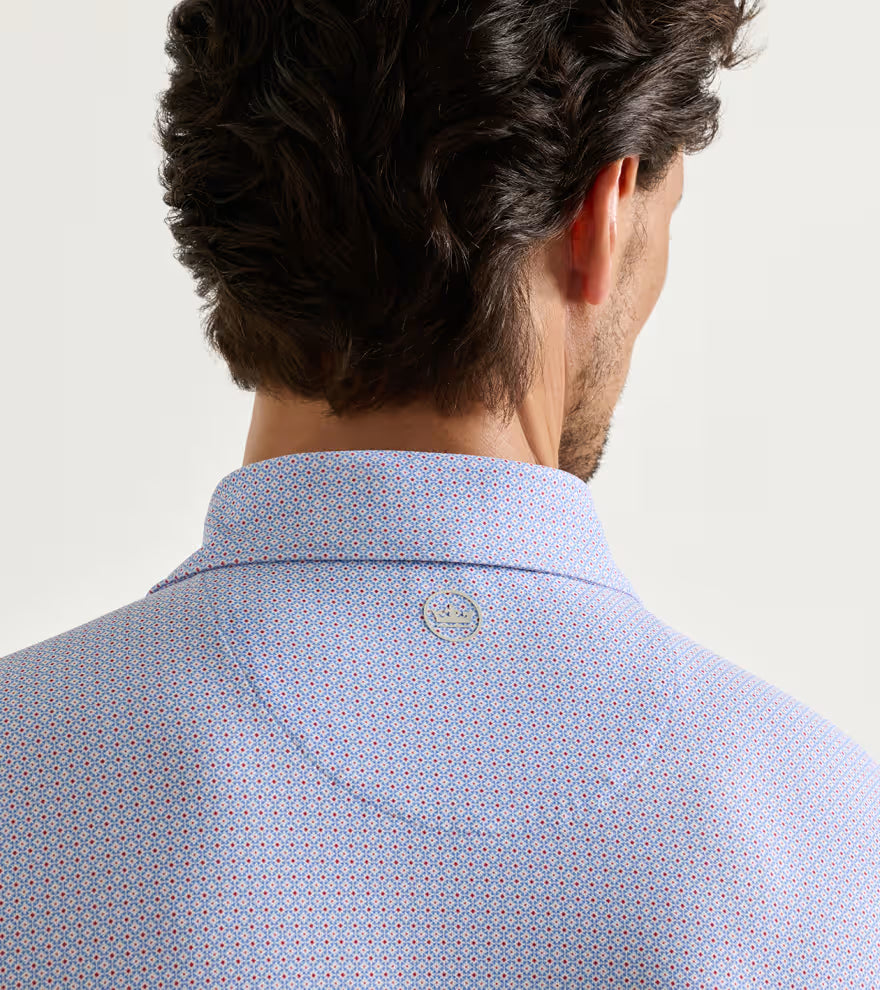 Peter Millar Mosaic Performance Mesh Polo: Estate Blue