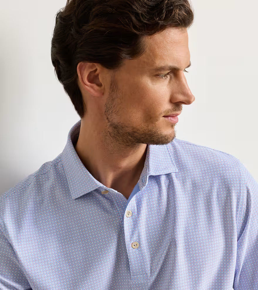Peter Millar Mosaic Performance Mesh Polo: Estate Blue