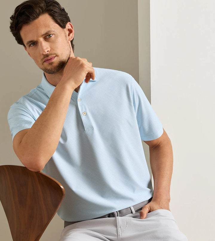 Peter Millar Mosaic Performance Mesh Polo: Pale Blue