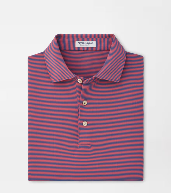 Peter Millar Candor Performance Mesh Polo: Bali Blue / Red Coral