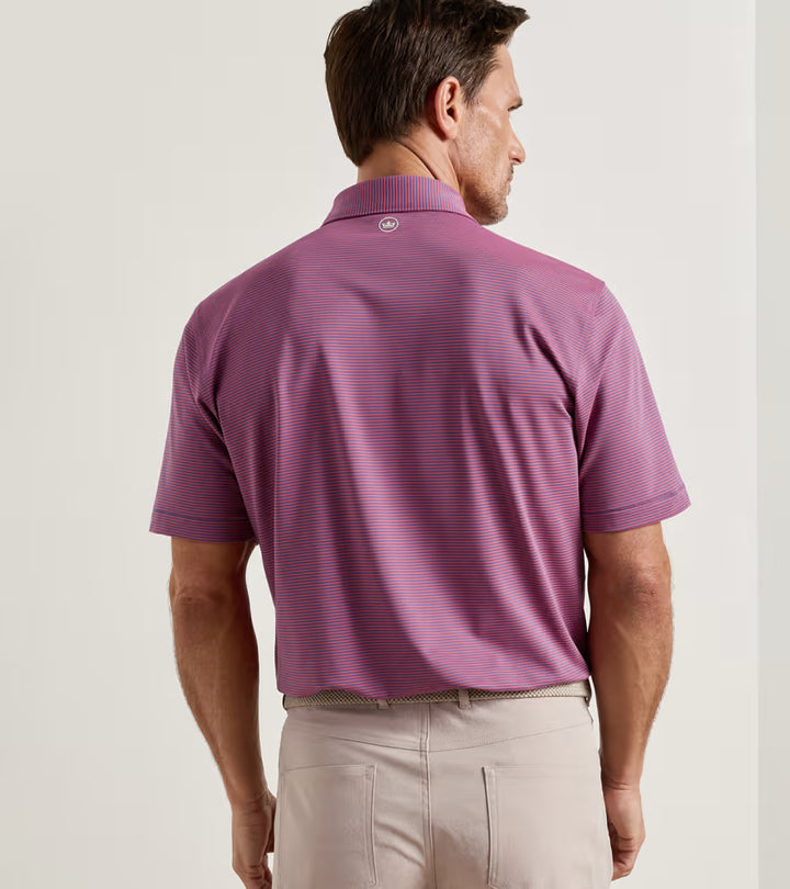 Peter Millar Candor Performance Mesh Polo: Bali Blue / Red Coral