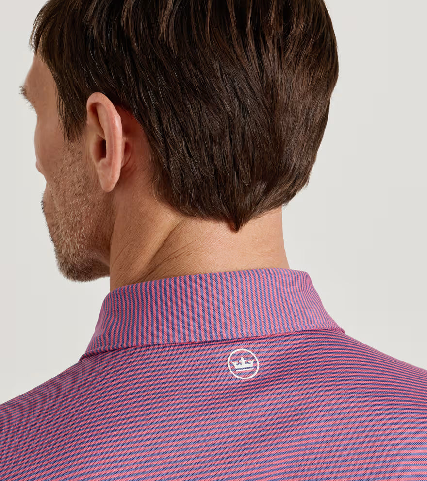 Peter Millar Candor Performance Mesh Polo: Bali Blue / Red Coral