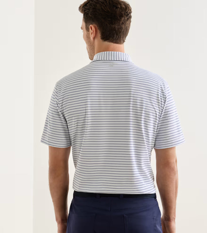 Peter Millar Winston Performance Mesh Polo: White / Bali Blue