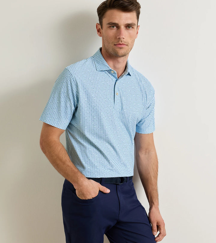 Peter Millar Duck Season Performance Mesh Polo: Pale Blue