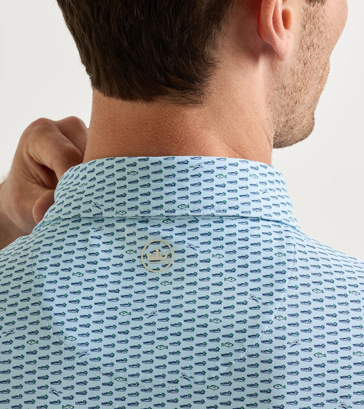 Peter Millar Duck Season Performance Mesh Polo: Pale Blue