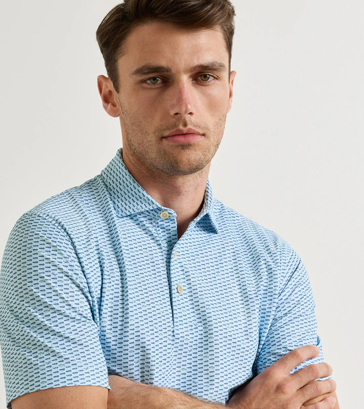 Peter Millar Duck Season Performance Mesh Polo: Pale Blue
