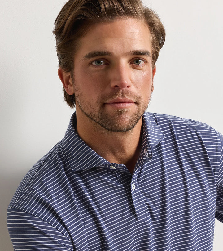 Peter Millar ETC Stripe Performance Jersey Polo: Bali Blue