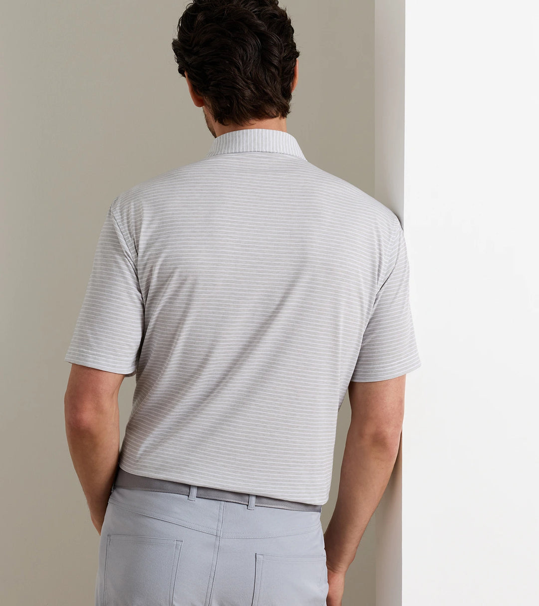 Peter Millar ETC Stripe Performance Jersey Polo: British Grey