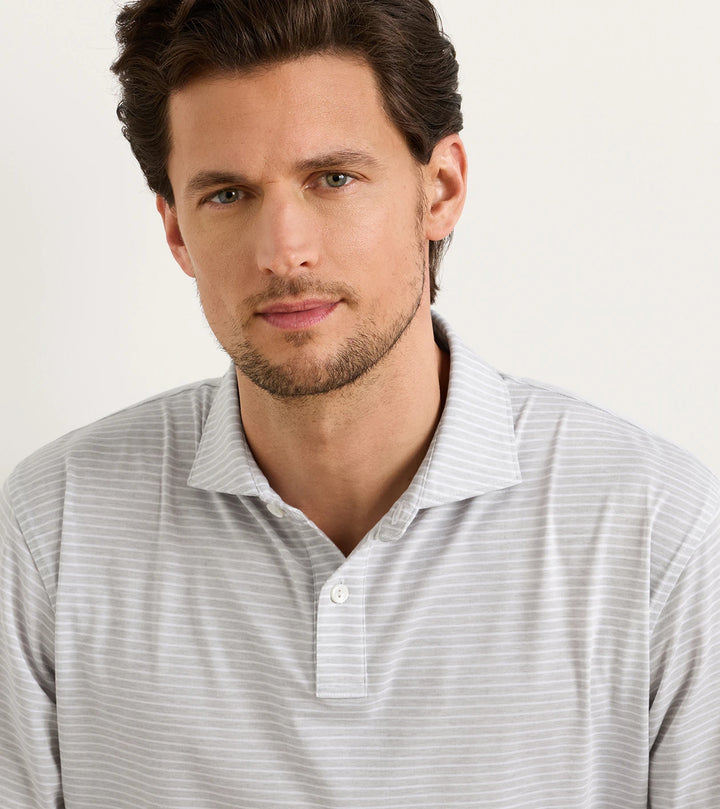 Peter Millar ETC Stripe Performance Jersey Polo: British Grey