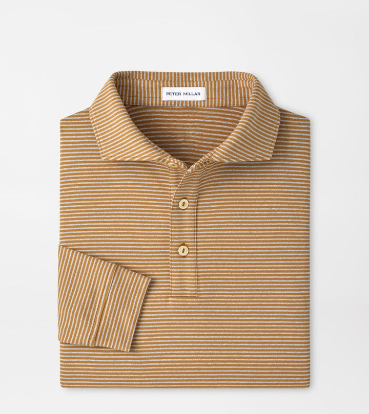 Peter Millar Lyons Stripe Performance Jersey Long-Sleeve Polo: Dark Amber
