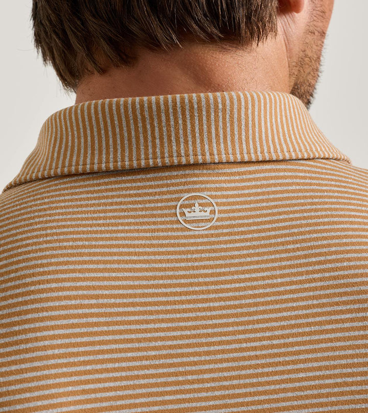 Peter Millar Lyons Stripe Performance Jersey Long-Sleeve Polo: Dark Amber