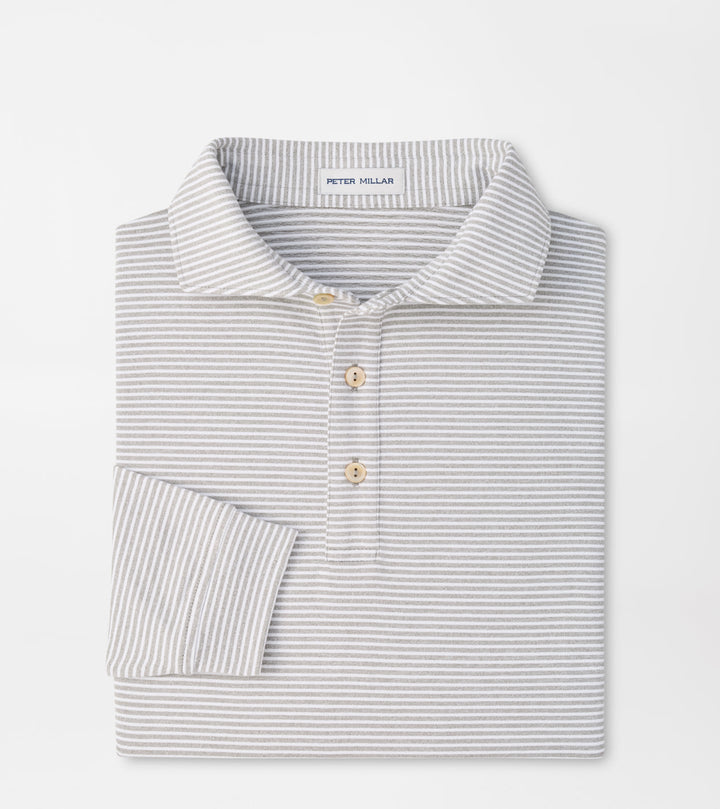Peter Millar Lyons Stripe Performance Jersey Long-Sleeve Polo: Gale Grey