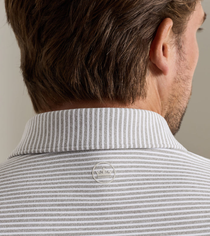 Peter Millar Lyons Stripe Performance Jersey Long-Sleeve Polo: Gale Grey