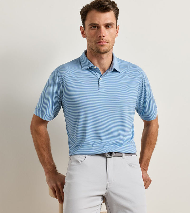 Peter Millar Featherweight Park Stripe Performance Polo: Hyper Blue