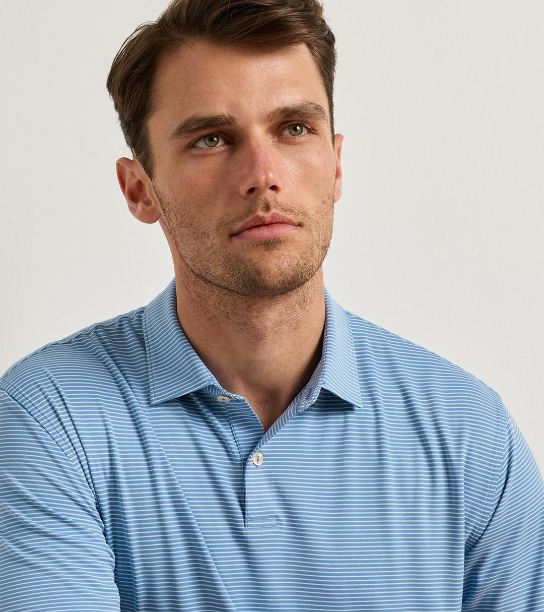 Peter Millar Featherweight Park Stripe Performance Polo: Hyper Blue