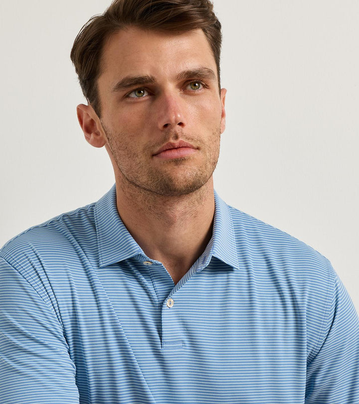 Peter Millar Featherweight Park Stripe Performance Polo: Hyper Blue