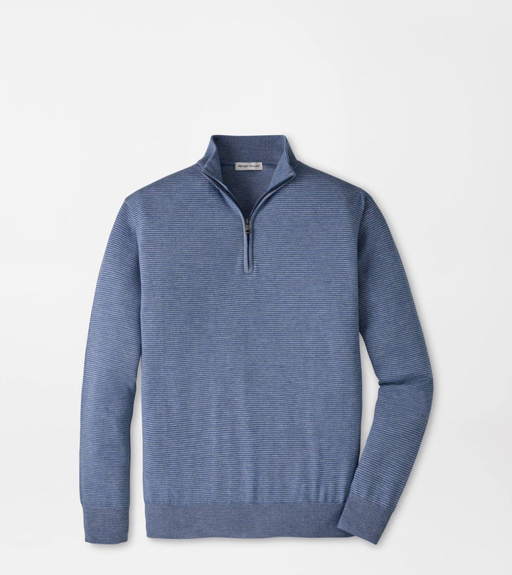 Peter Millar Canton Stripe Quarter Zip Sweater: Blue Freesia