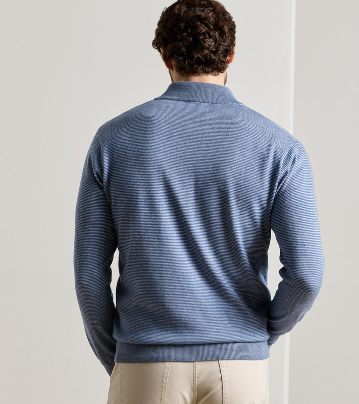 Peter Millar Canton Stripe Quarter Zip Sweater: Blue Freesia