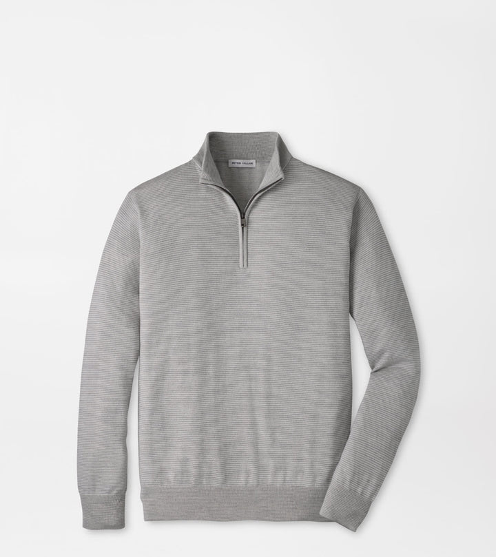 Peter Millar Canton Stripe Quarter Zip Sweater: Battleship Grey