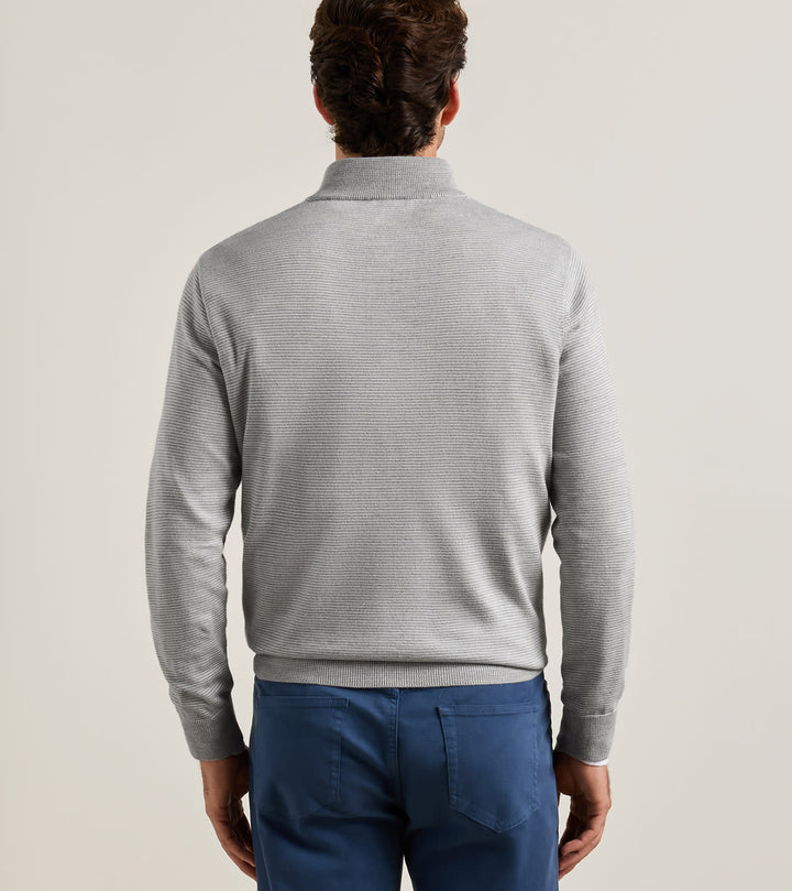 Peter Millar Canton Stripe Quarter Zip Sweater: Battleship Grey
