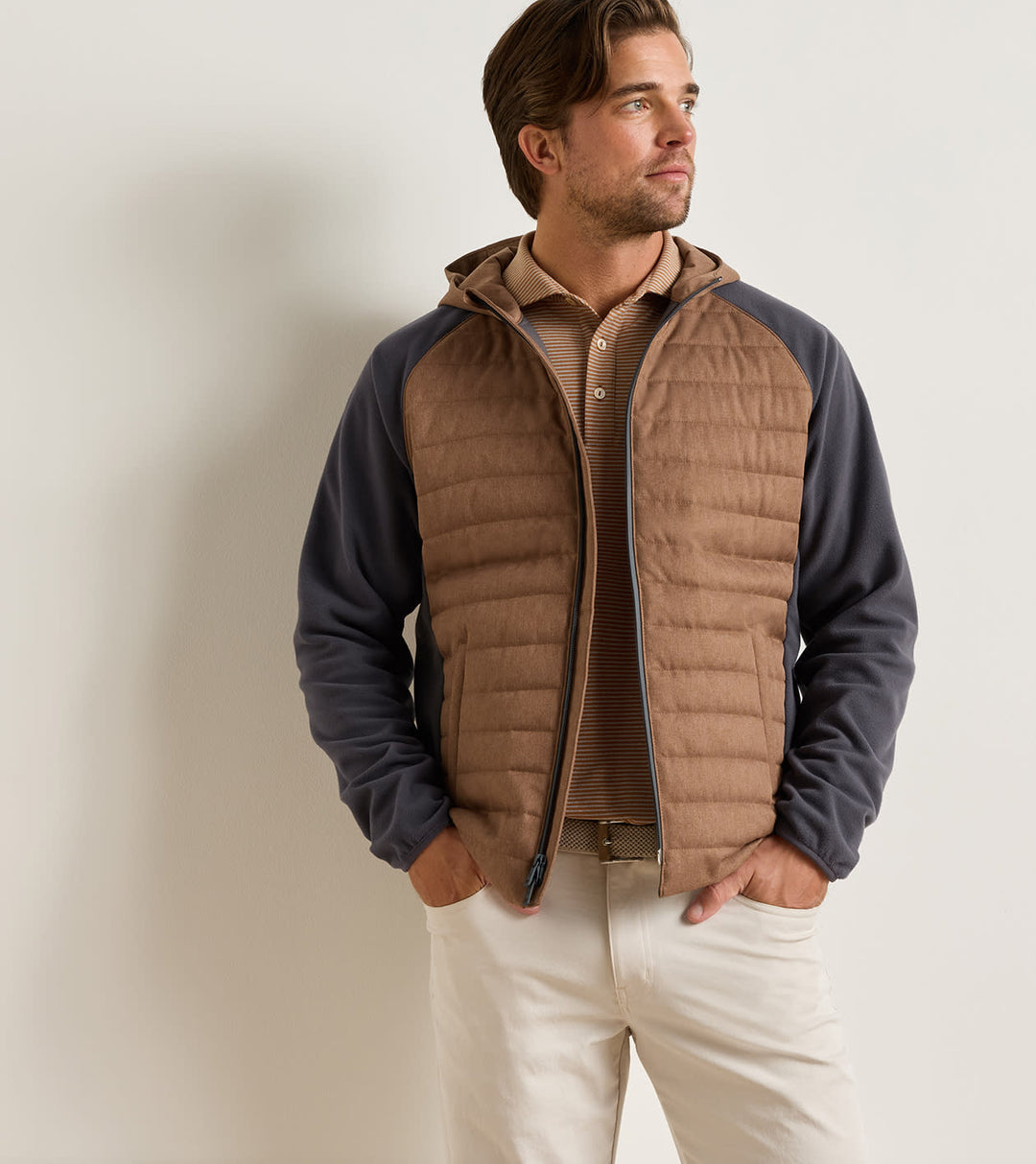Peter Millar Parks Hybrid Hoodie Jacket: Dark Amber